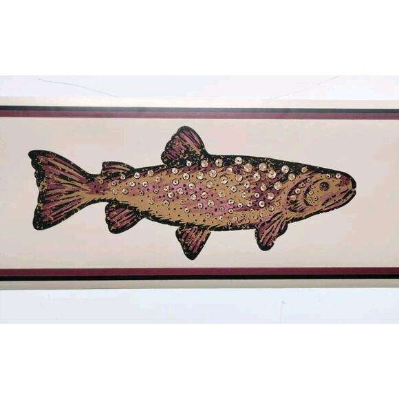 5" YORK Wall Border - Fish - Ocean - Nautical - Maroon Green - 5 yds - Picture 3 of 4